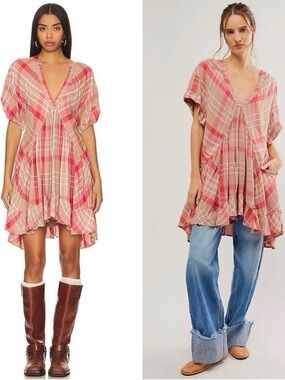 Free People Agnes Plaid-Print Mini Dress